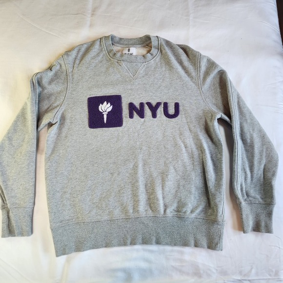 HillFlint NYU Sweatshirt New York University Womens Medium Gray Violet Purple - Picture 1 of 6